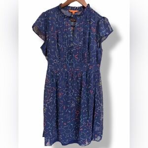 ModCloth Chemistry Print Dress Blue Science Novelty Fit & Flare L